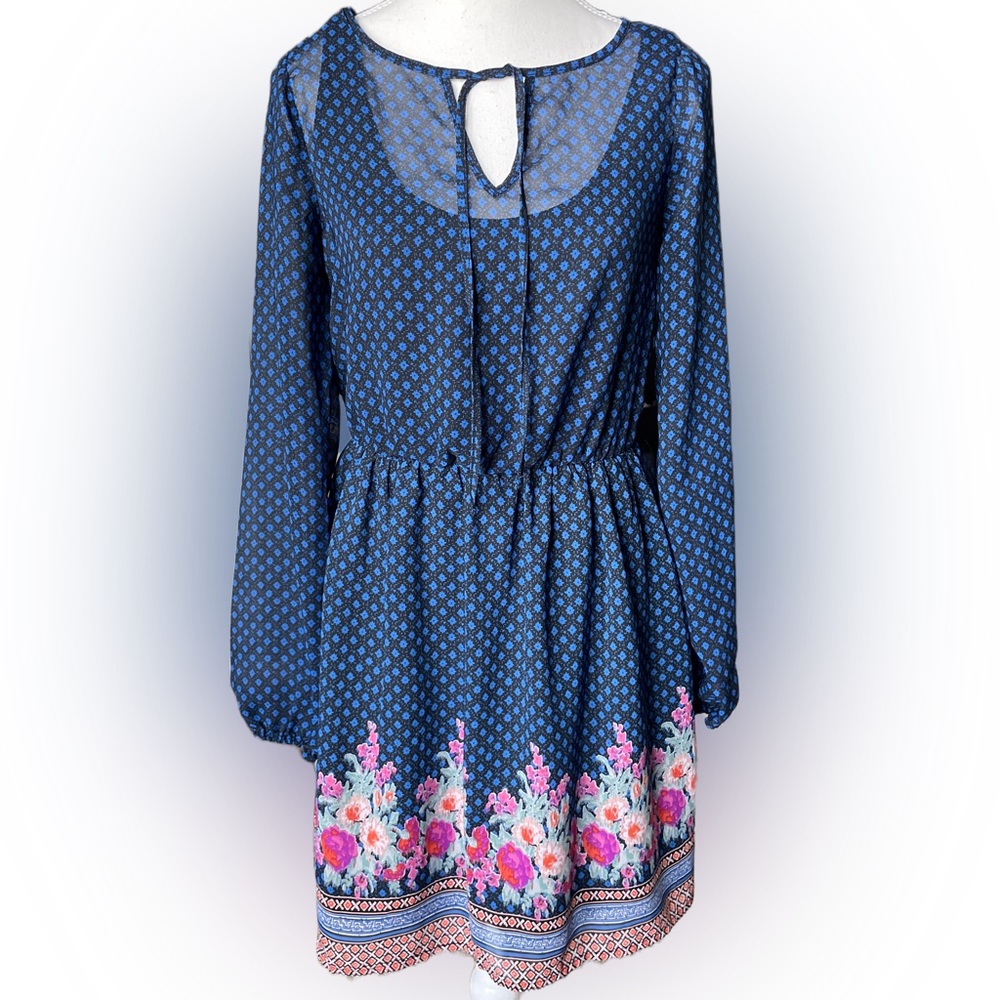 Mudd Border Print Peasant Dress